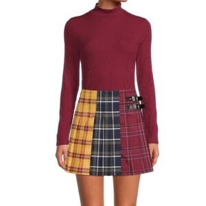No boundaries color block plaid mini skirt size XL